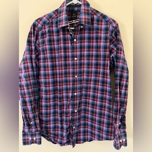 Men’s Tailorbyrd Long Sleeve Pink Blue Button Down Shirt Sz Medium
